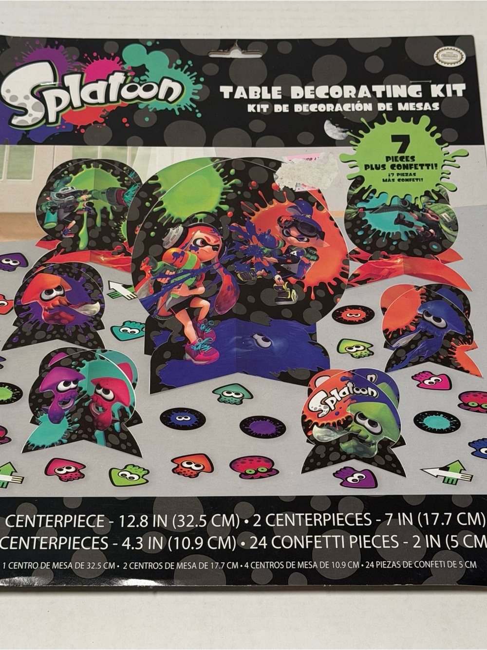 New Sealed Nintendo Splatoon Birthday Party Table Decorating Kit 7 Pieces